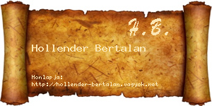 Hollender Bertalan névjegykártya